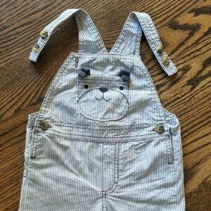 Carters Grey Striped Bear Overalls